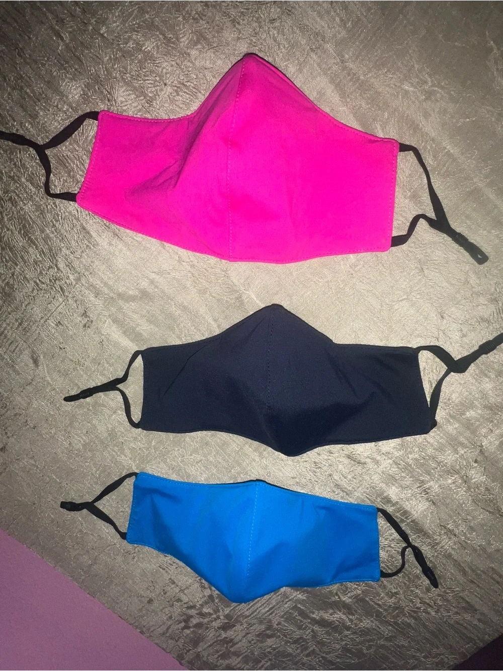 3 Pack Reusable Face Masks Pink Black Blue Adjustable Washable